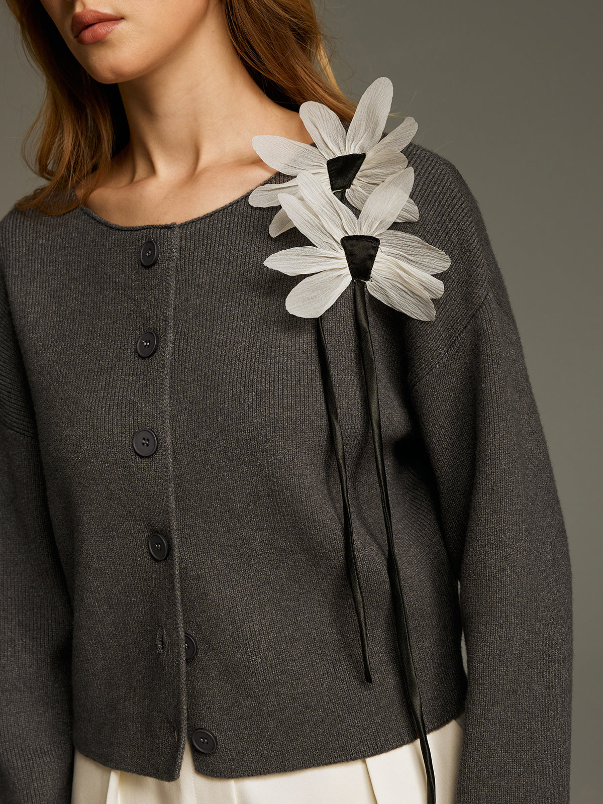 Floral Embellished Knit Cardigan