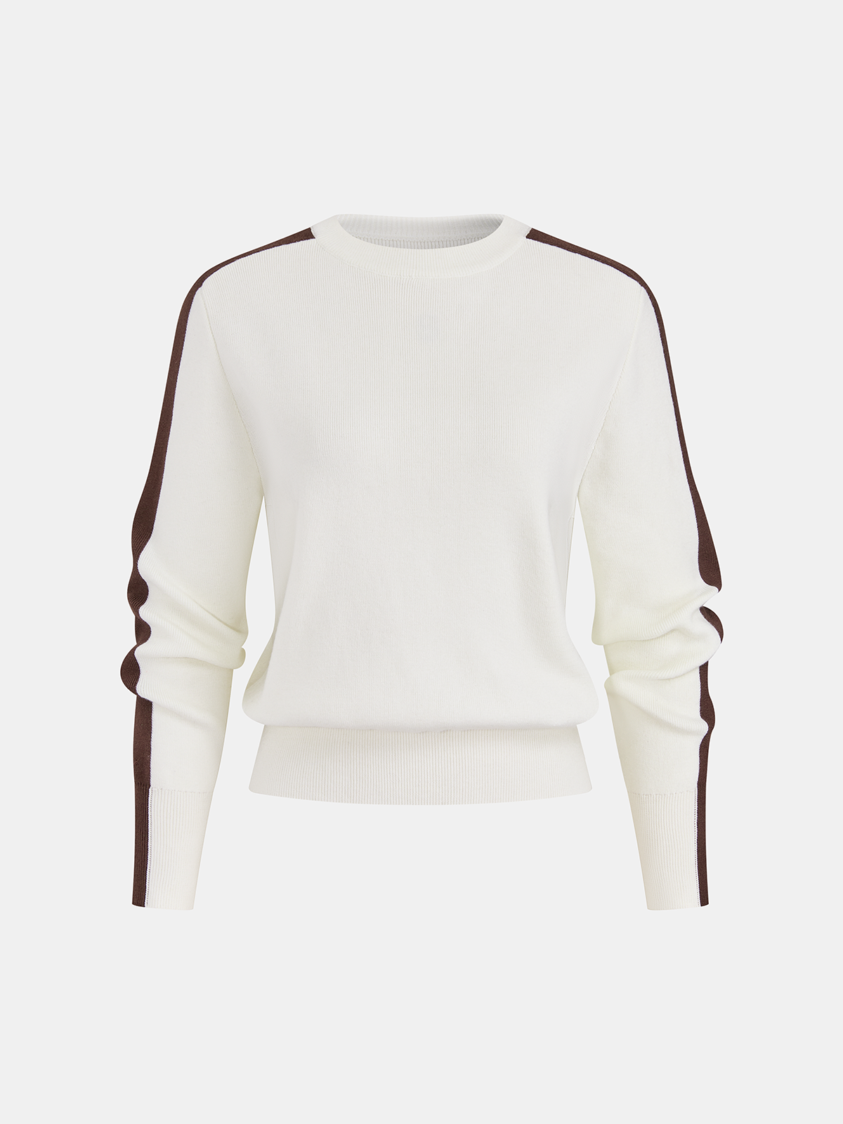 Wool-Blend Contrast-Stripe Crew Neck Sweater