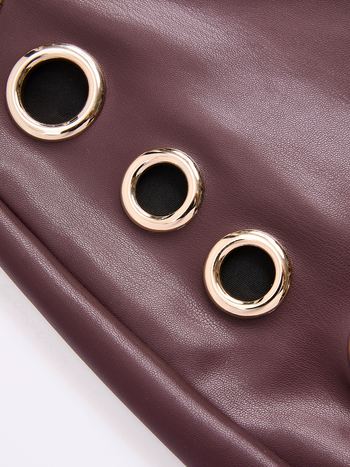 Metal Eyelet Faux Leather Mini Skirt