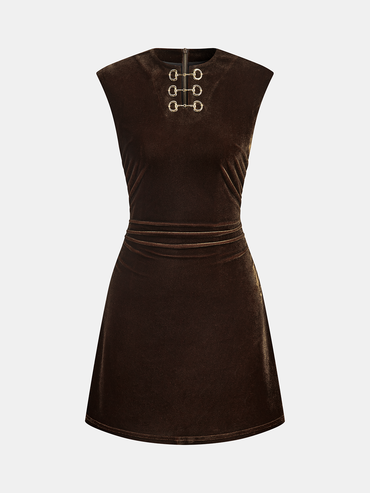 Mini-robe sans manches en velours à mors