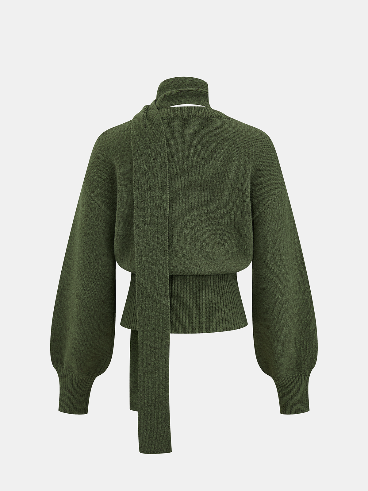 Cinched Waist Knit Sweater with Scarf