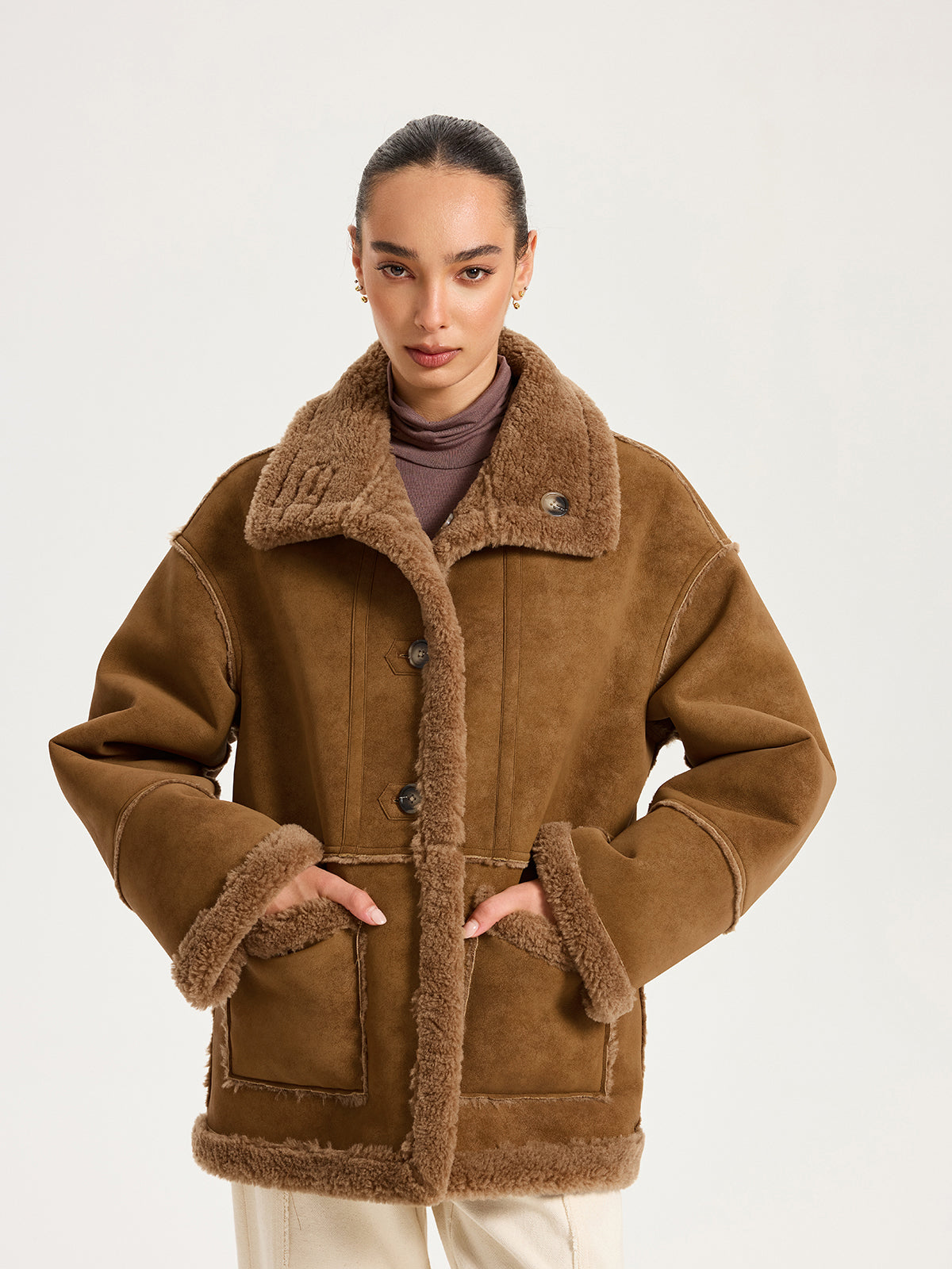 Wendejacke mit Shearling-Kragen