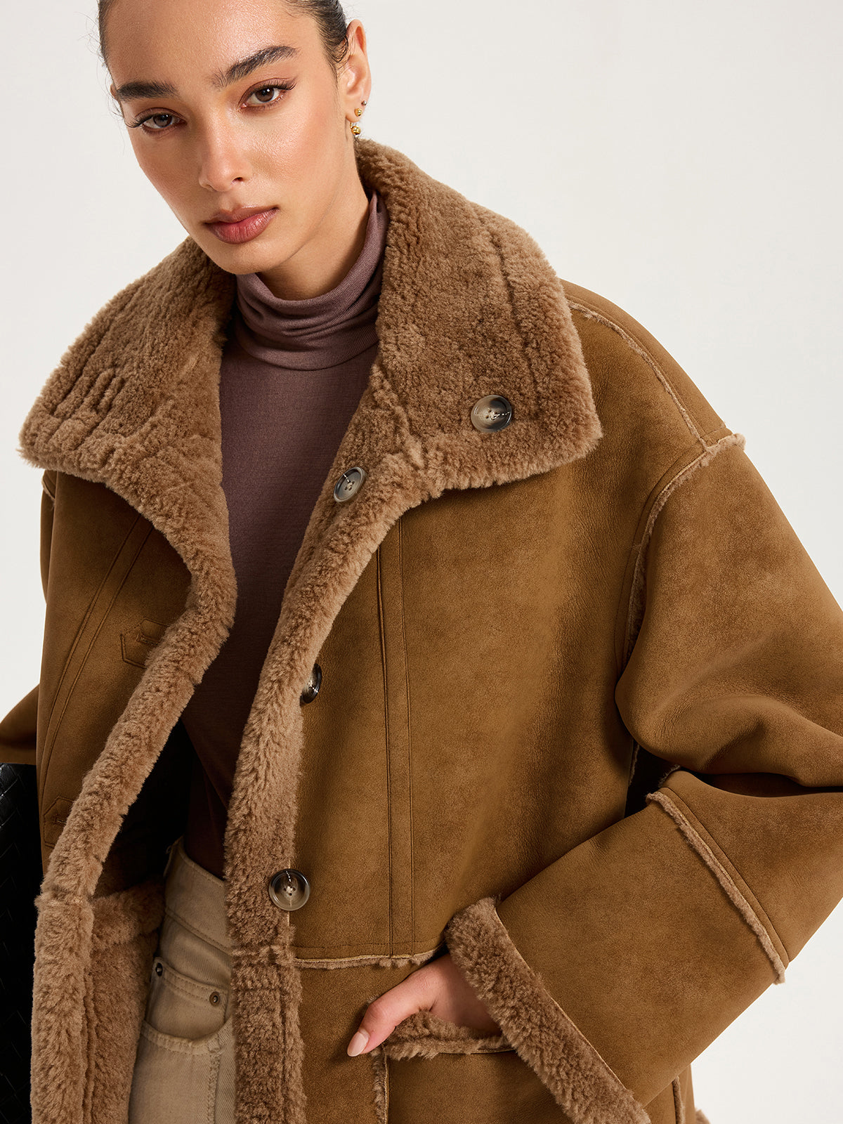 Reversible Shearling Collared Jacket