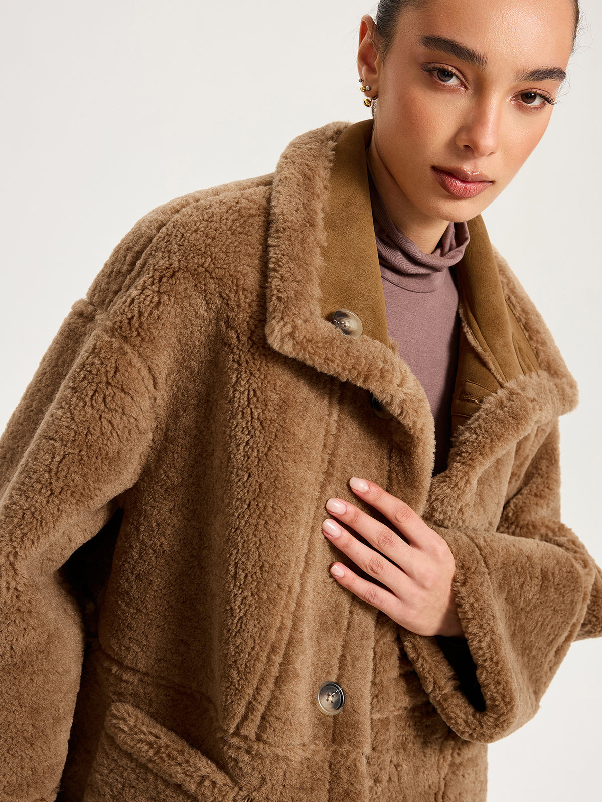 Wendejacke mit Shearling-Kragen