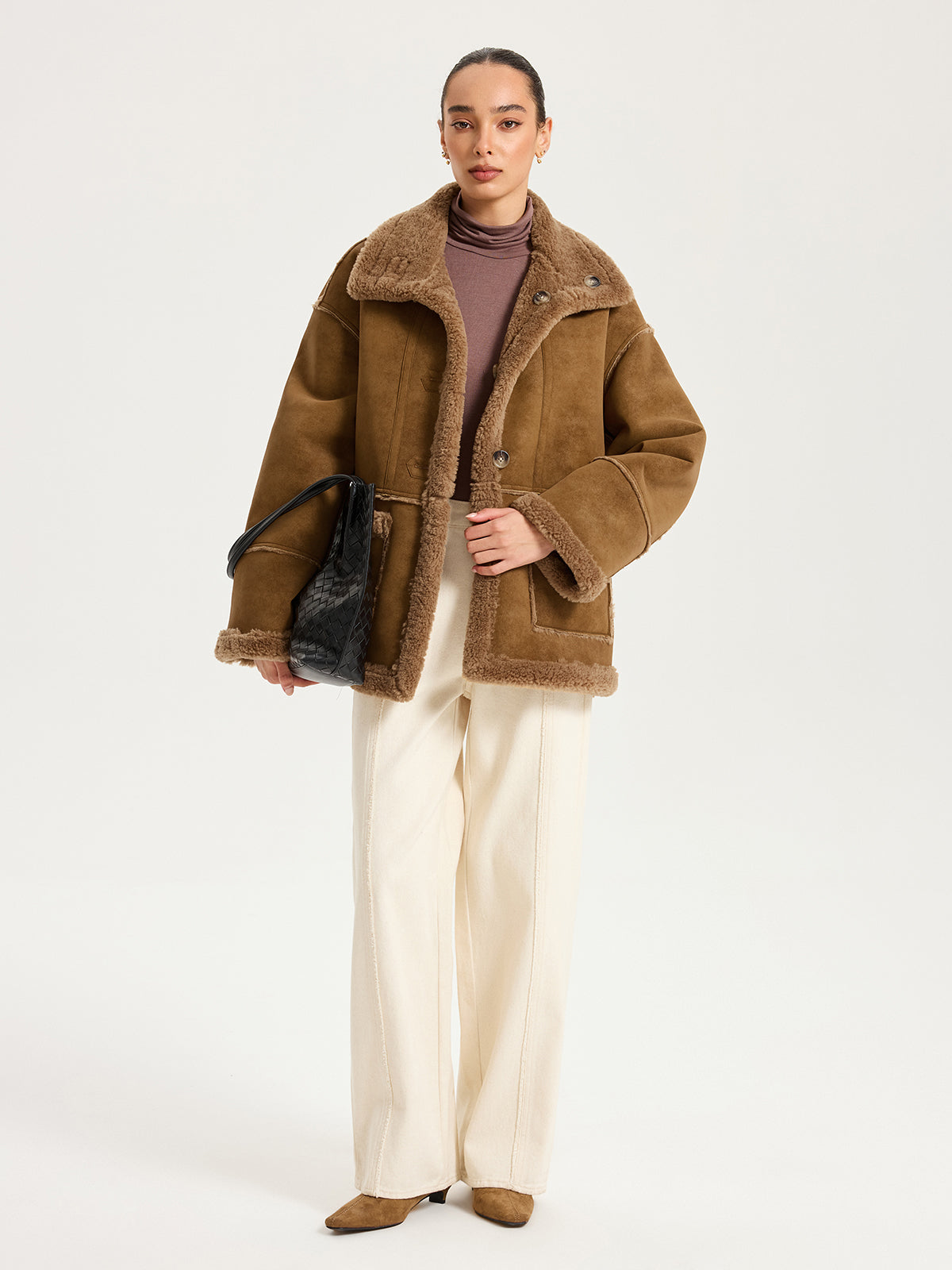 Wendejacke mit Shearling-Kragen