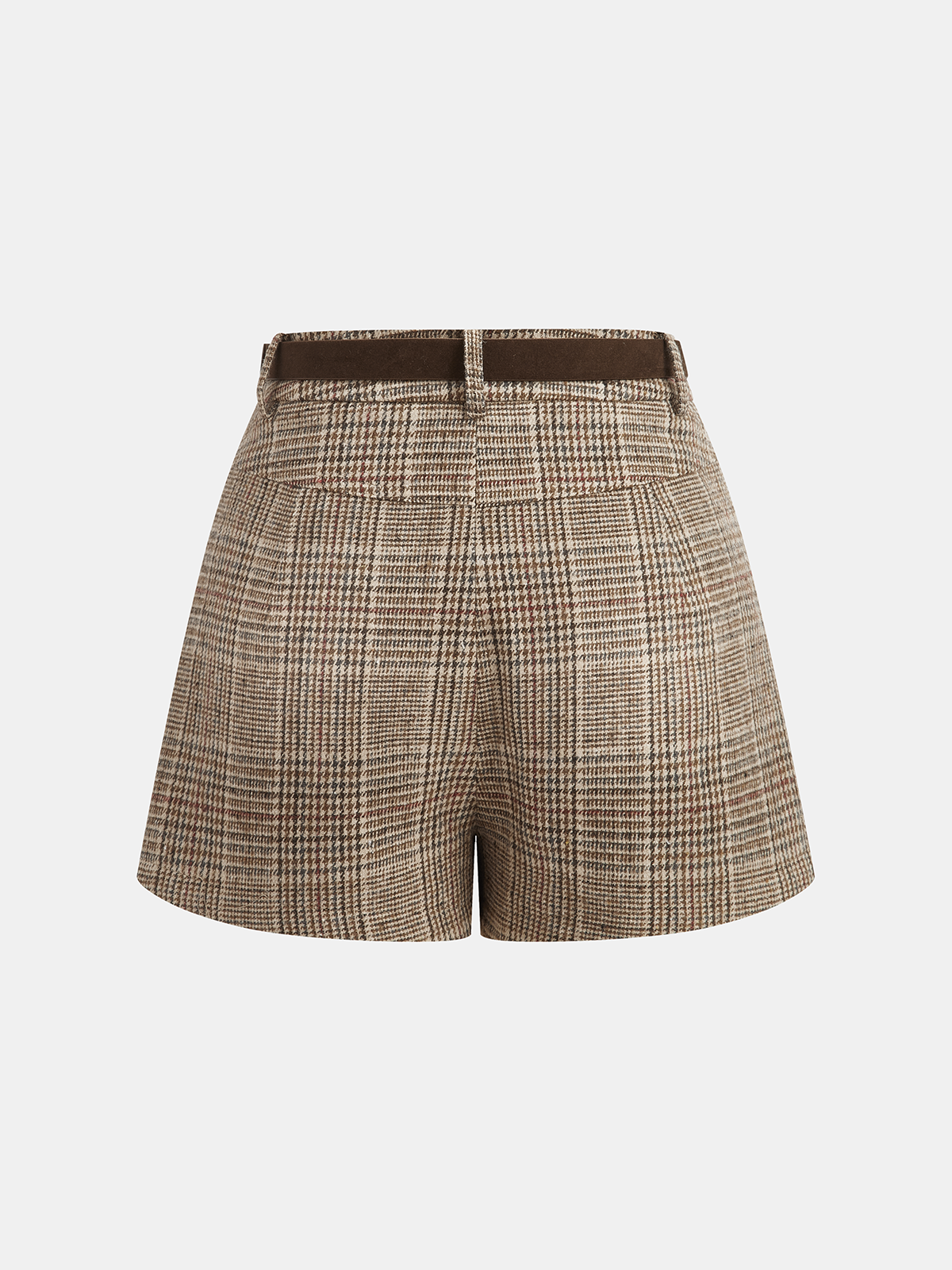 High-Waist-Shorts aus kariertem Stoff mit Gürtel