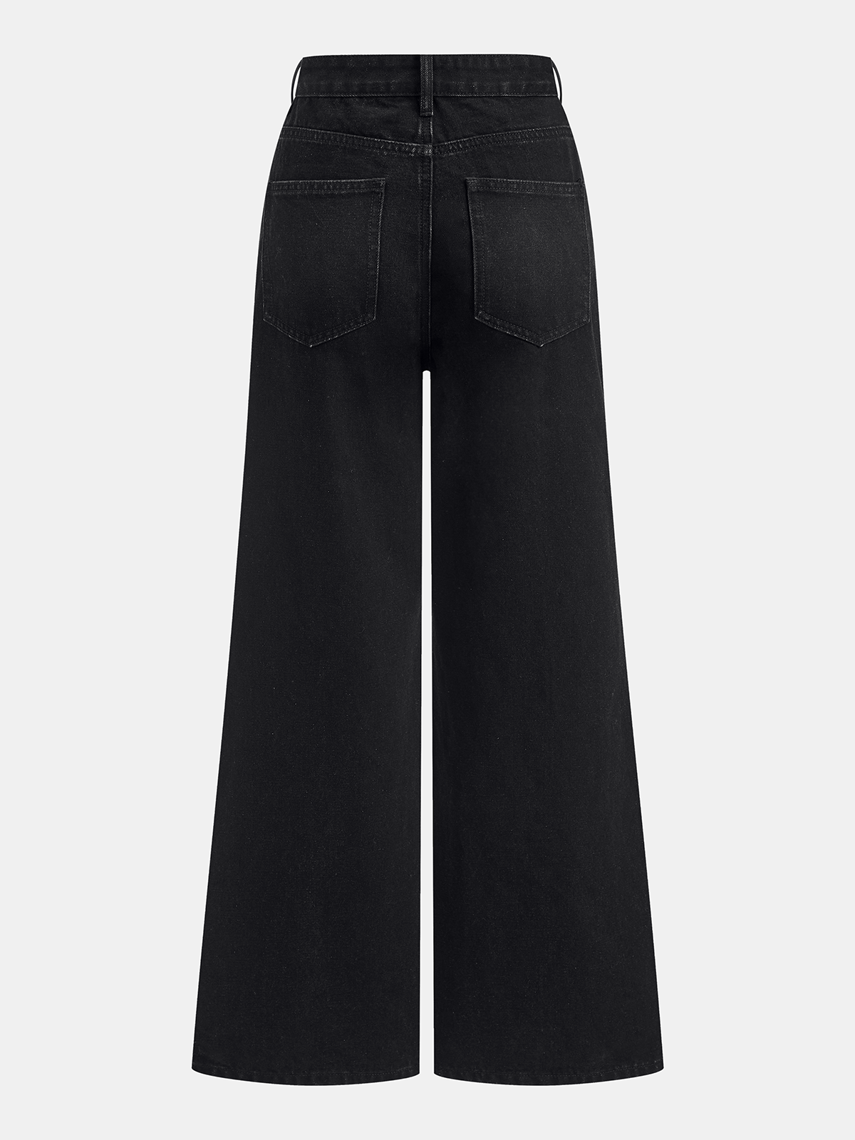 Metal Button-Detail Wide-Leg Jeans