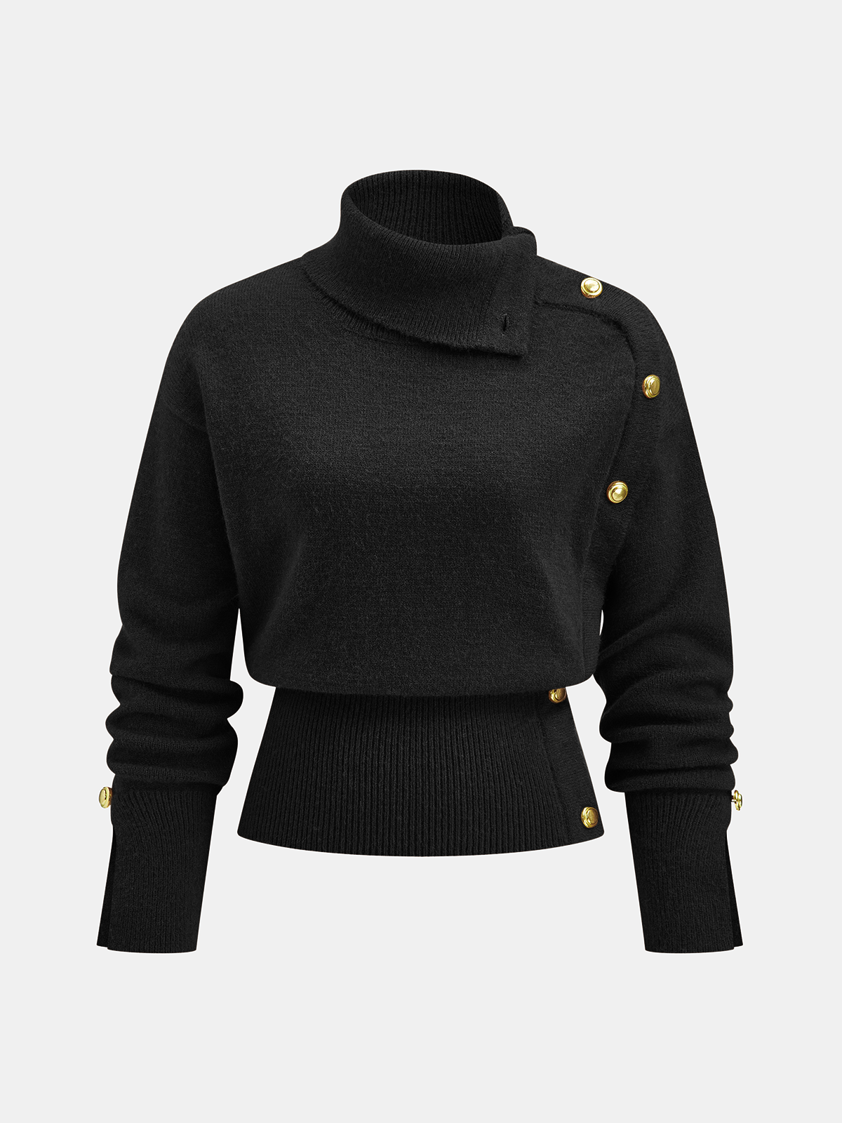 Taillierter, asymmetrischer Rollkragenpullover
