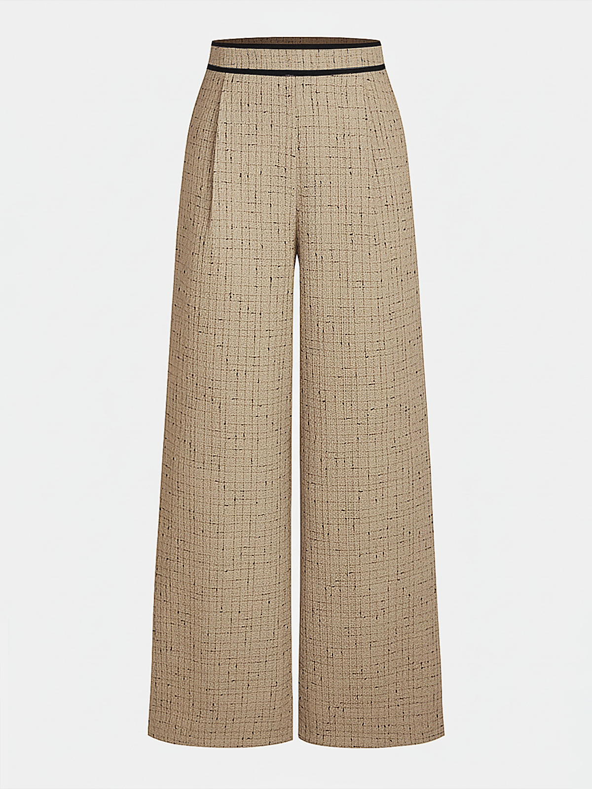 Tweedhose mit weitem Bein und kontrastierendem Bund