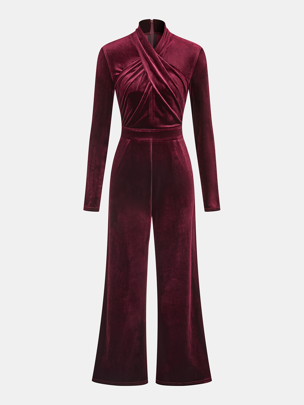 Velvet Cross-Neck Wide-Leg Jumpsuit