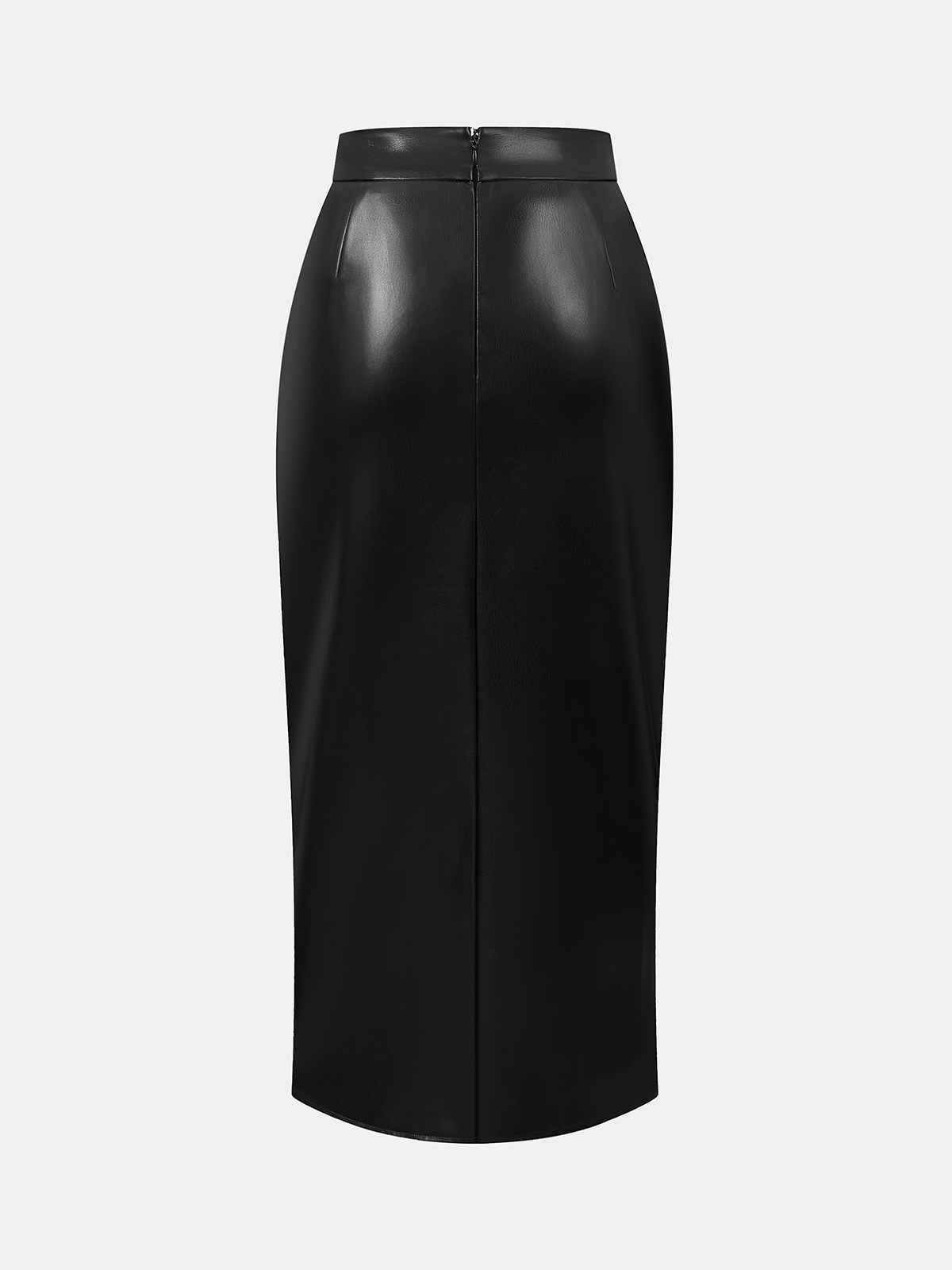 Knit Top & Faux Leather Ruched Skirt Set