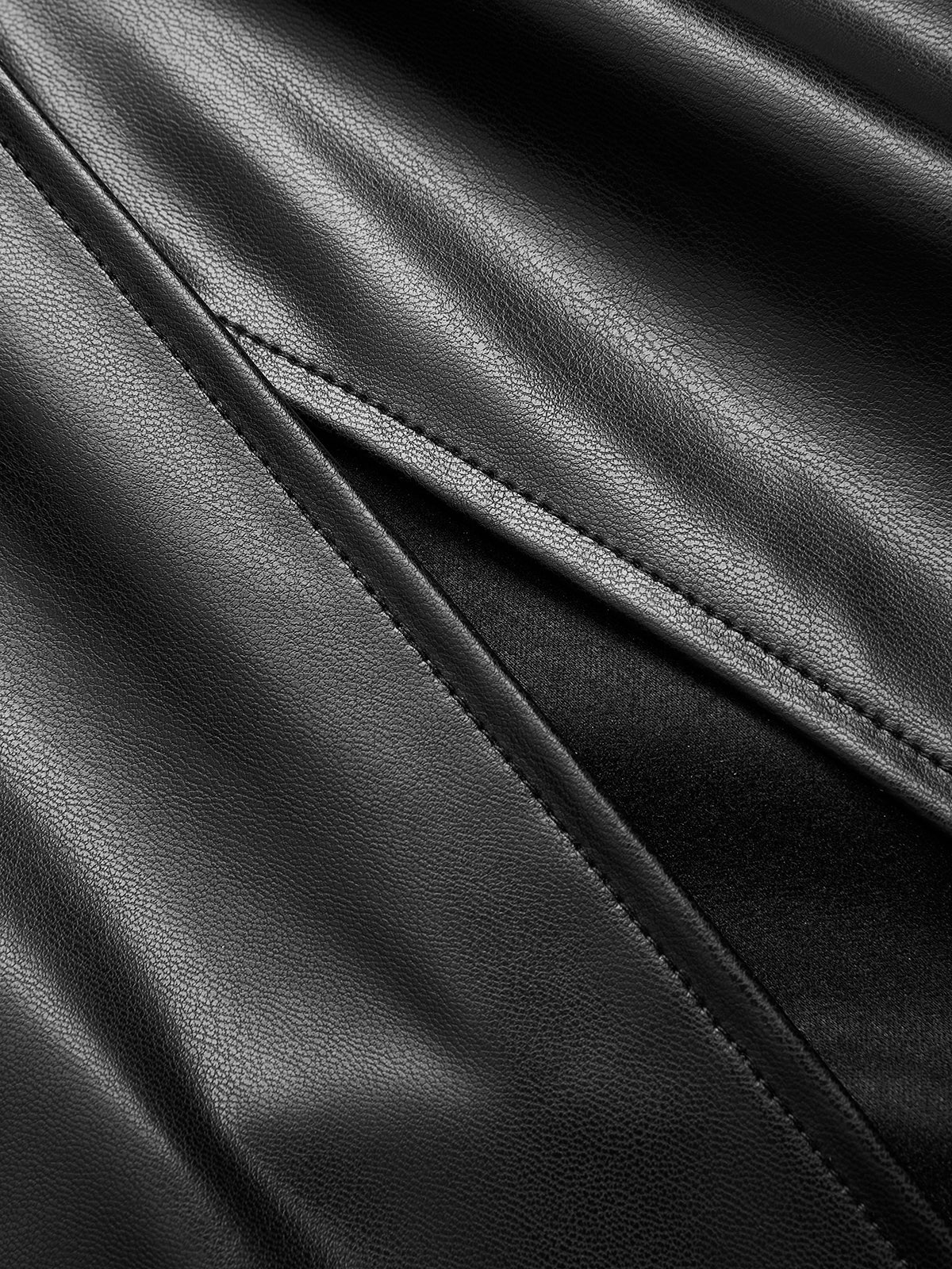 Knit Top & Faux Leather Ruched Skirt Set