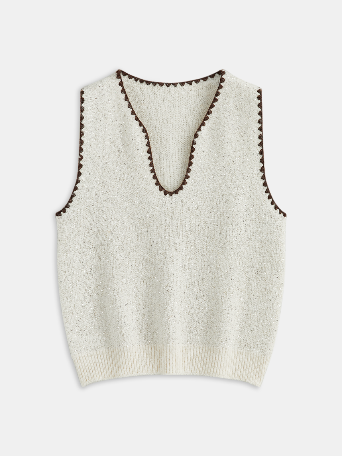 Contrast Scalloped Trim Sleeveless Vest