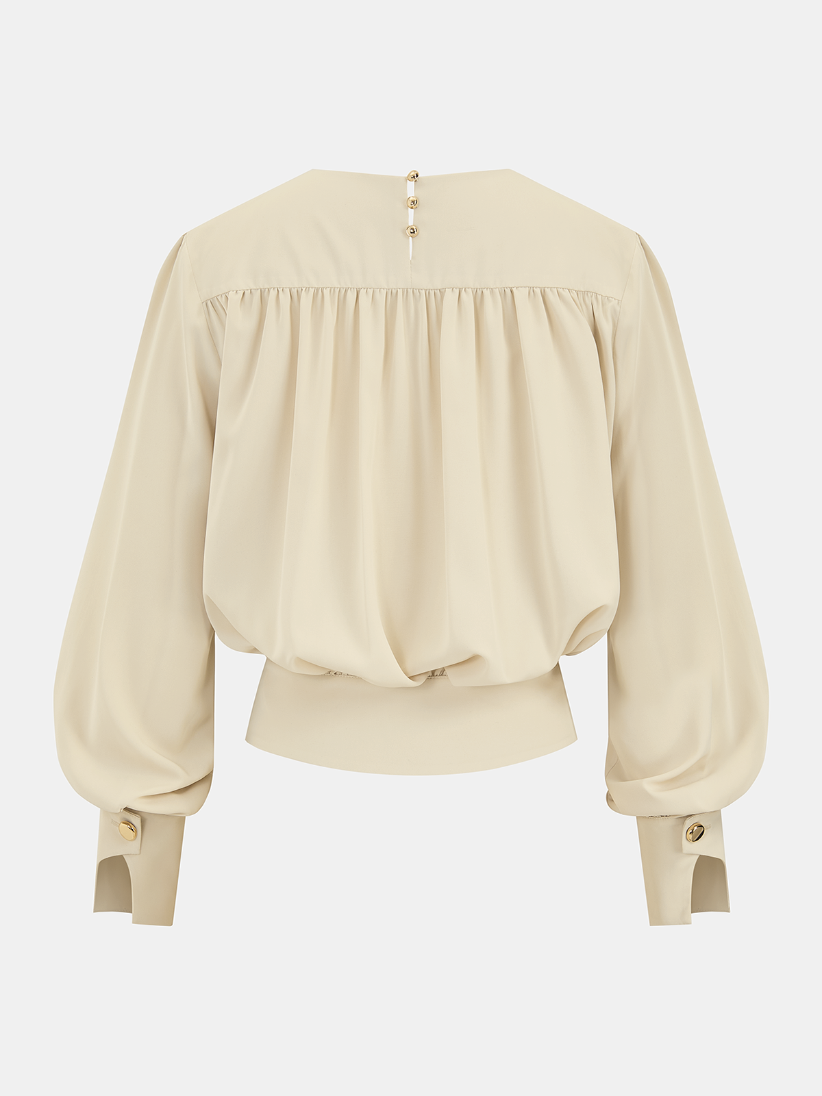 Ruched Wrap V-Neck Crop Blouse
