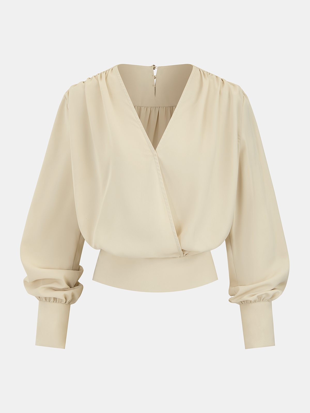 Ruched Wrap V-Neck Crop Blouse