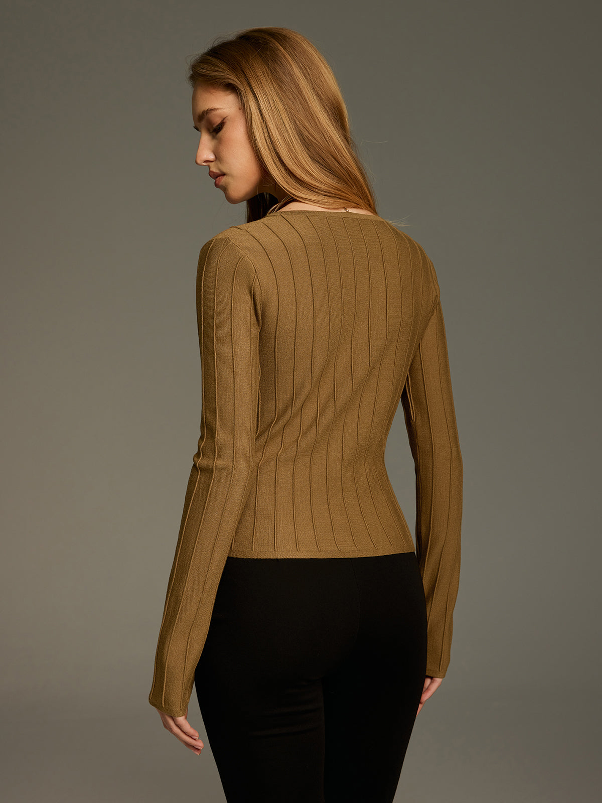Metal Detail Asymmetric Wrap Knit Top