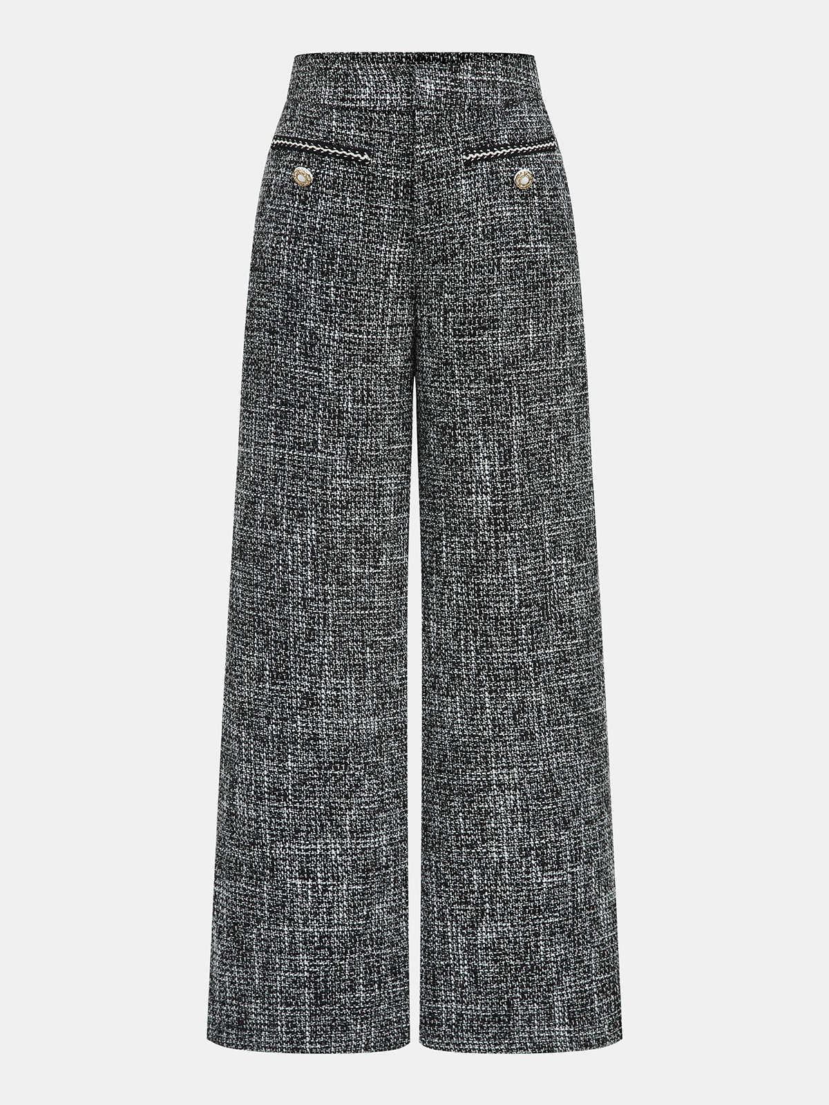 Tweedhose mit weitem Bein und mittlerer Leibhöhe