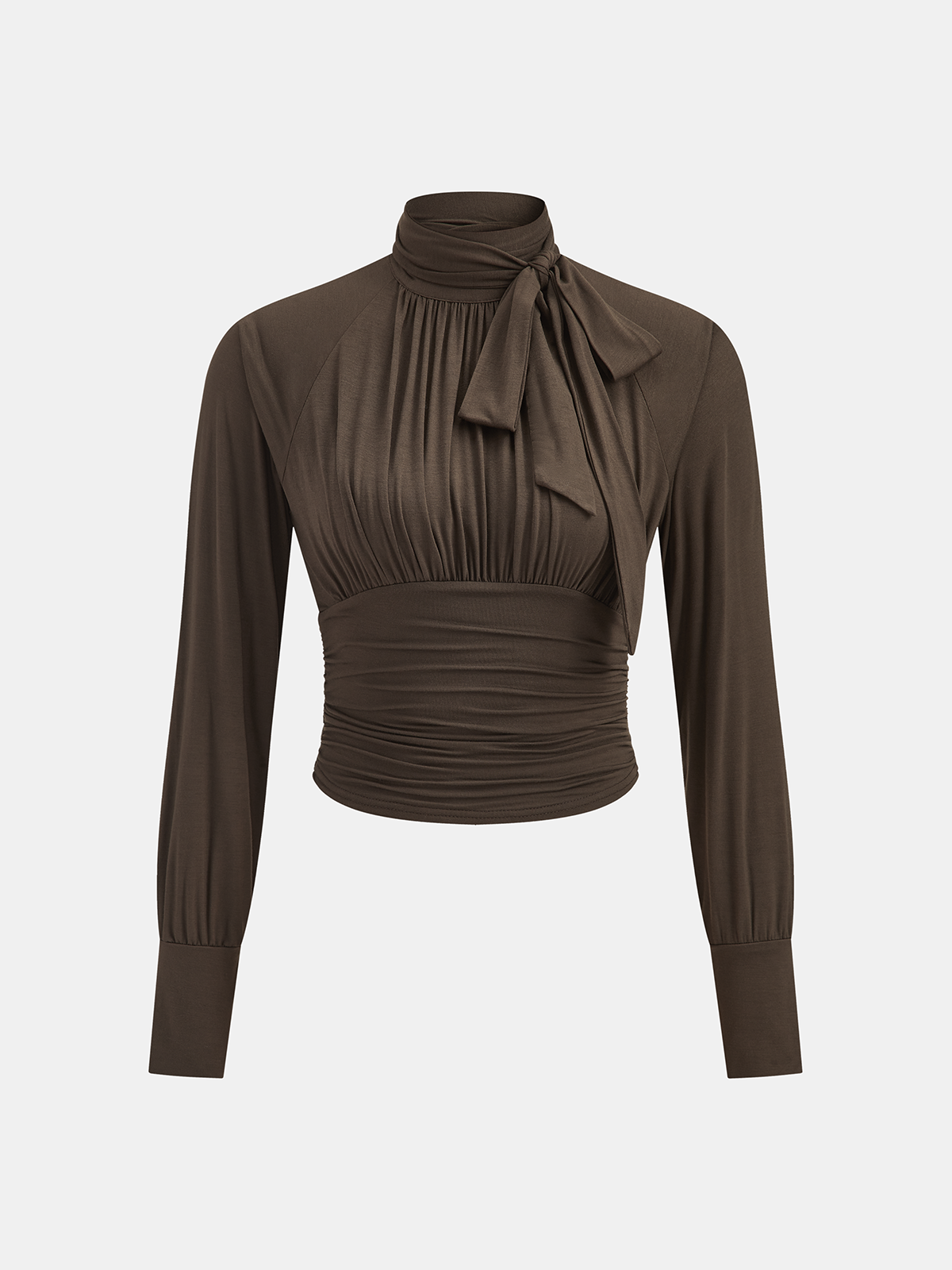 Tie-Neck Ruched Blouse