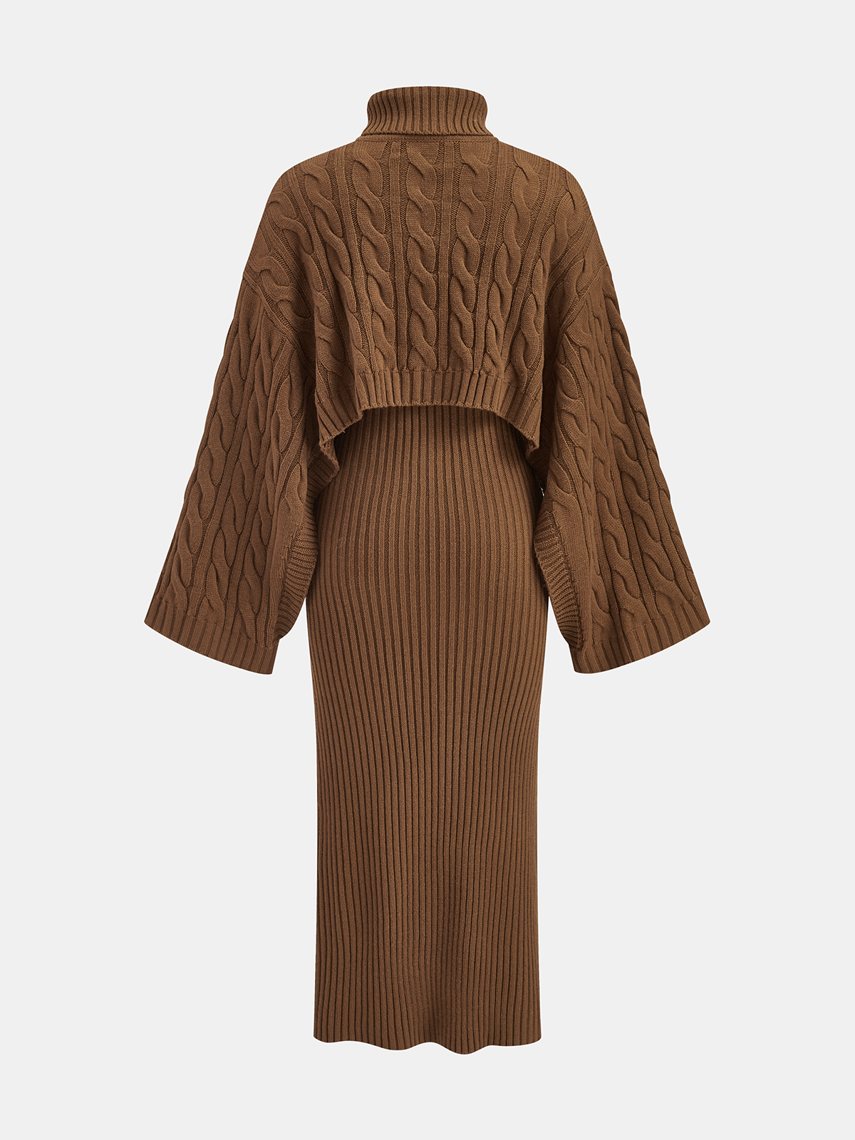Cable-Knit Sweater & Cami Knit Dress Two-Piece Set