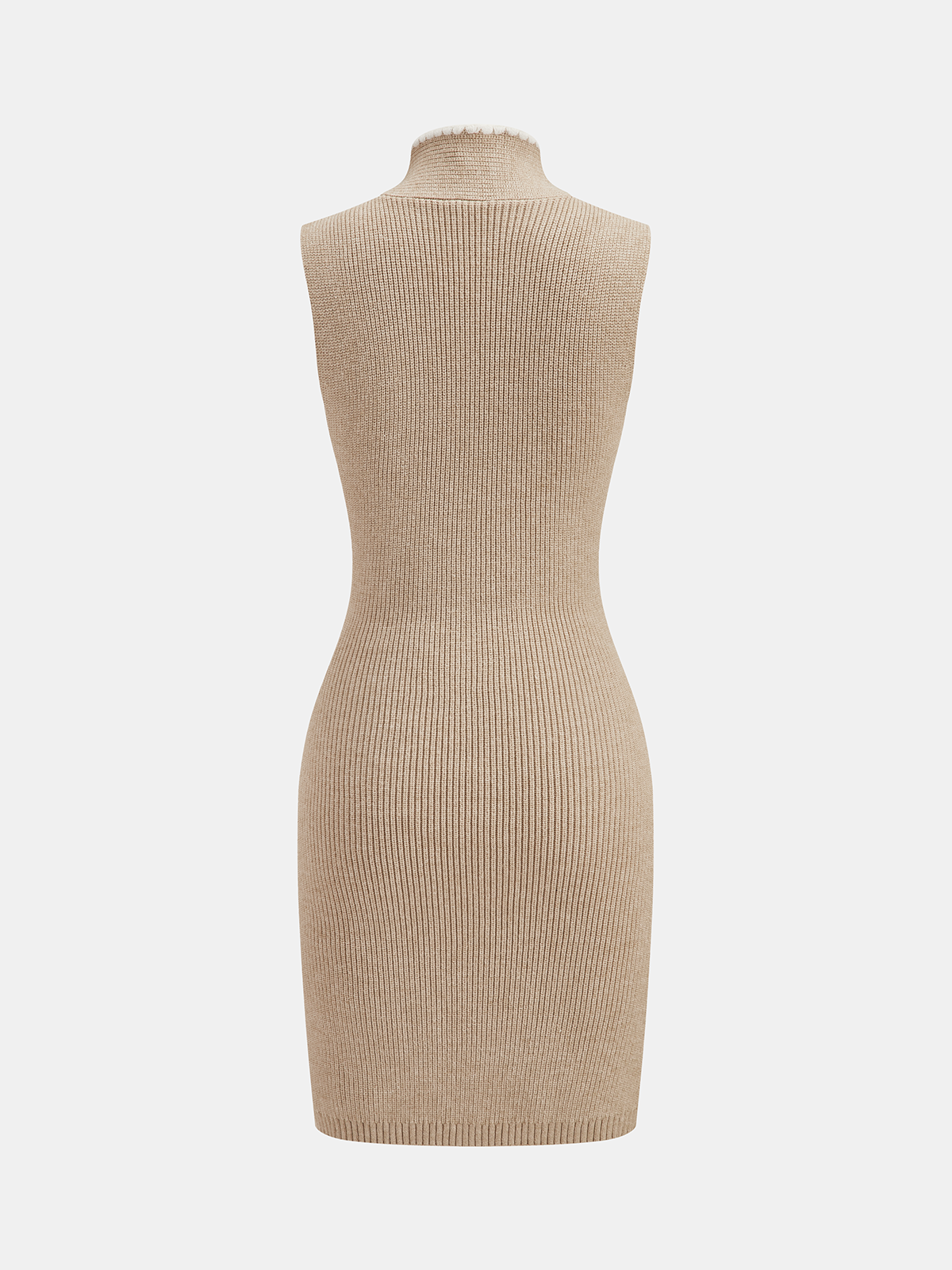 Contrast Trim Tie-Neck Sleeveless Knit Dress