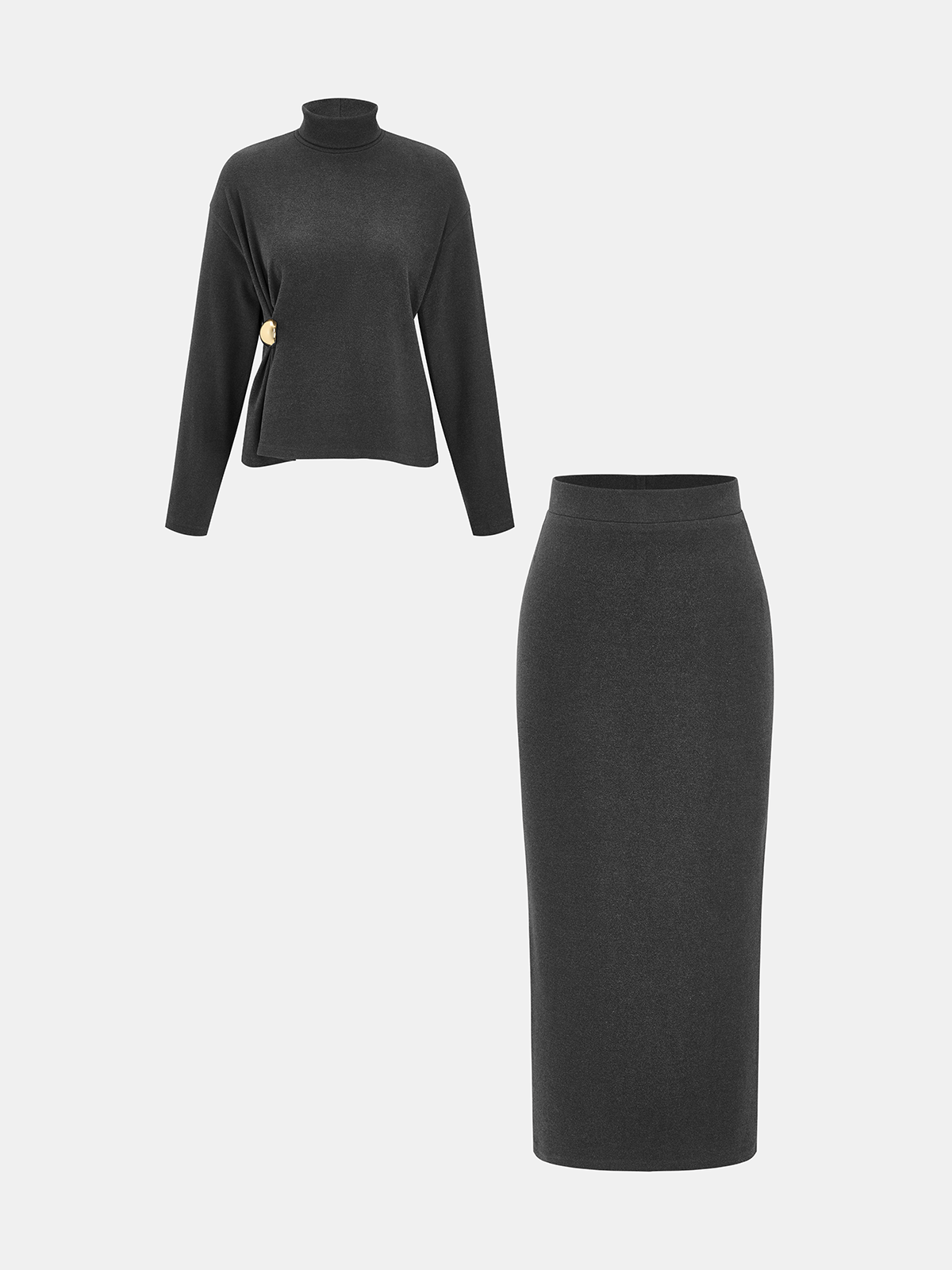 Turtleneck Top & Pencil Skirt Set