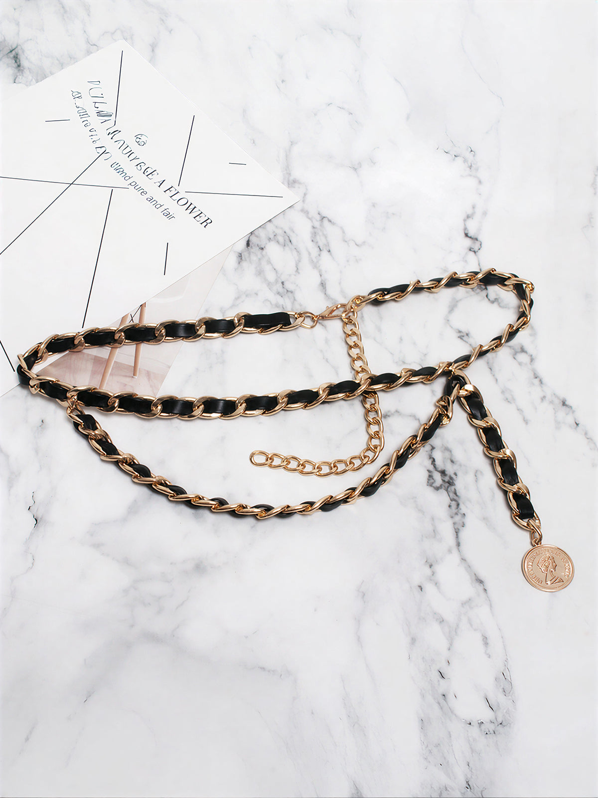 Coin Charm Wrap Chain Belt