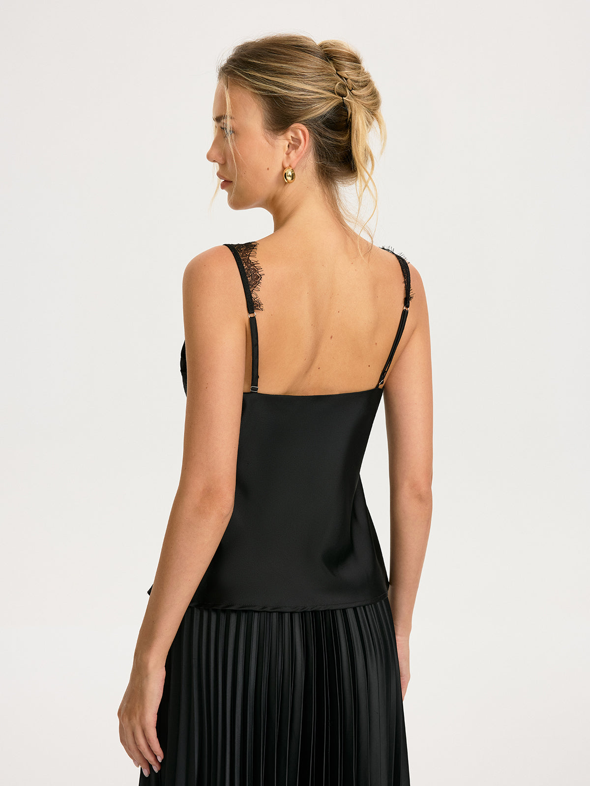 Satin-Cami-Top mit Spitzenbesatz