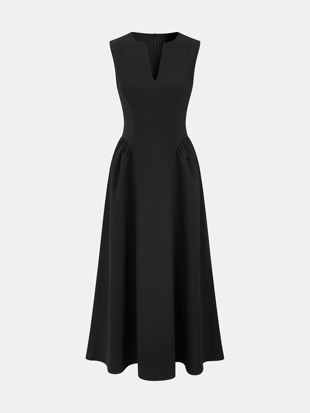 Keyhole Neckline Sleeveless Large-Flare Maxi Dress