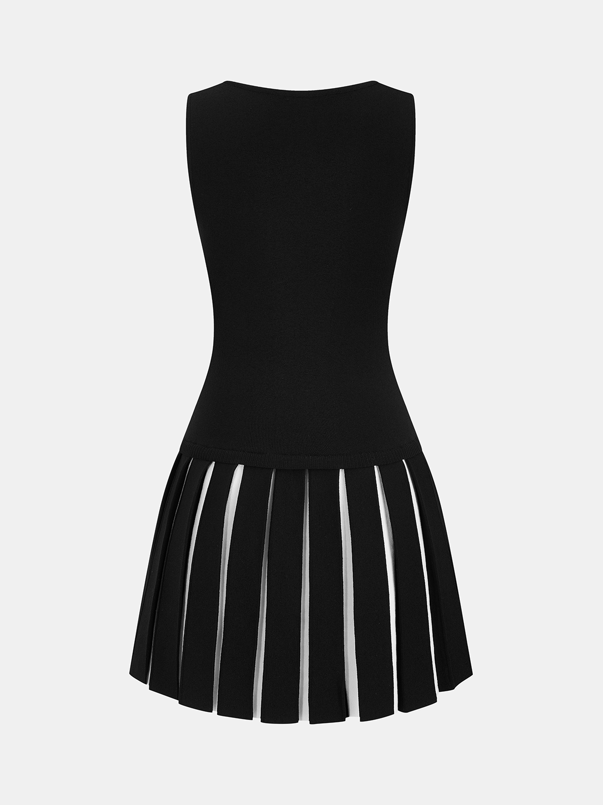 Contrast Pleated Knit Sleeveless Dress