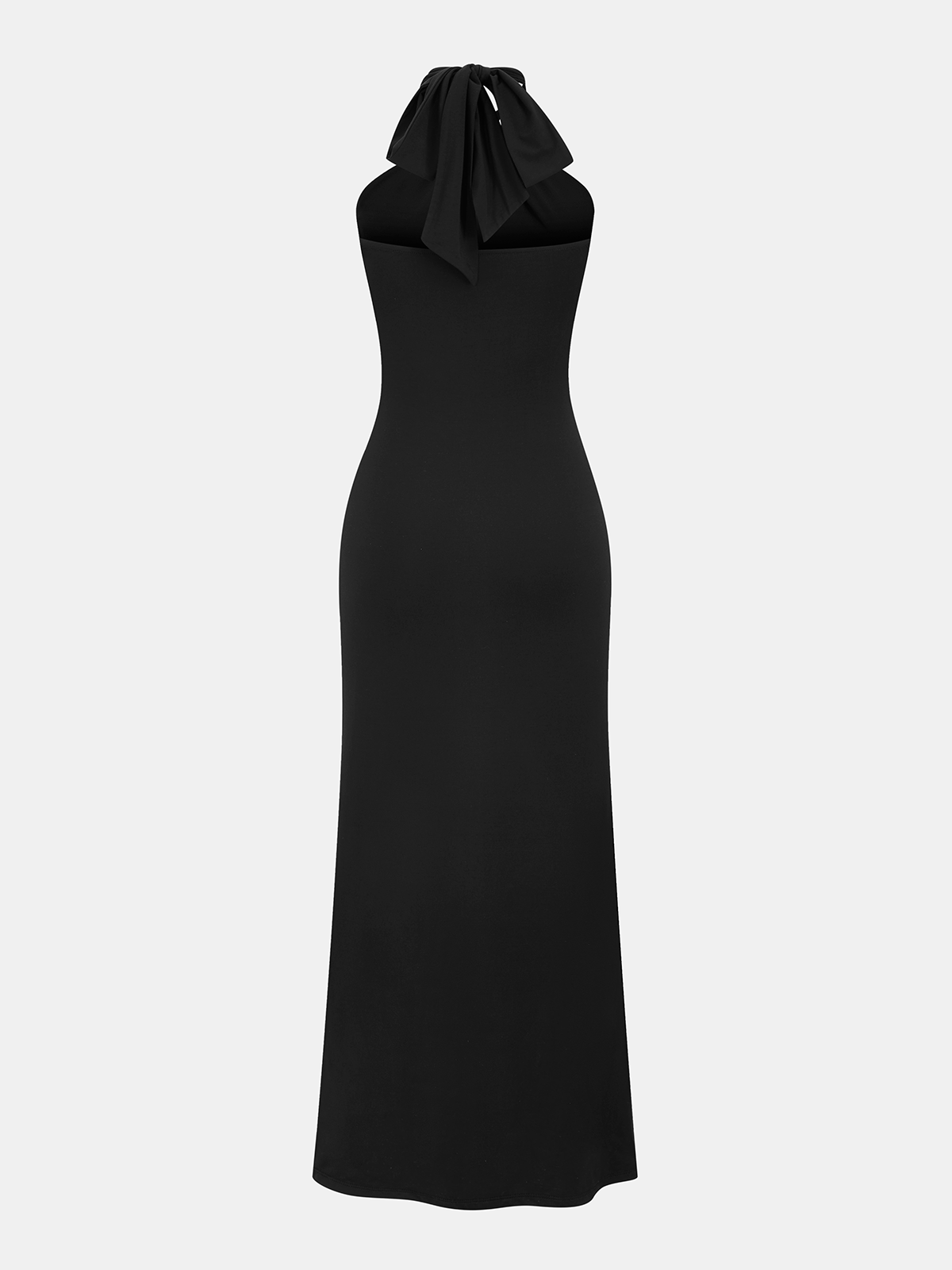 Halter Neck Twisted Ruched Slit Maxi Dress