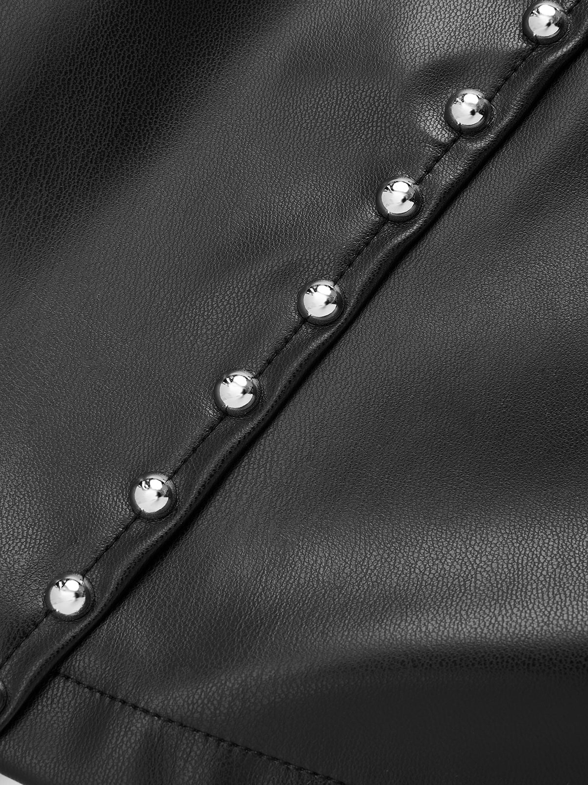Asymmetrical Stud Faux Leather Mini Skirt