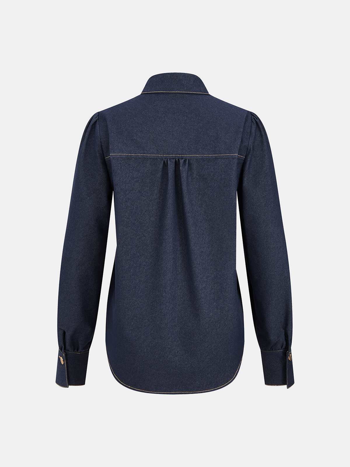 Tie-Neck Denim Blouse