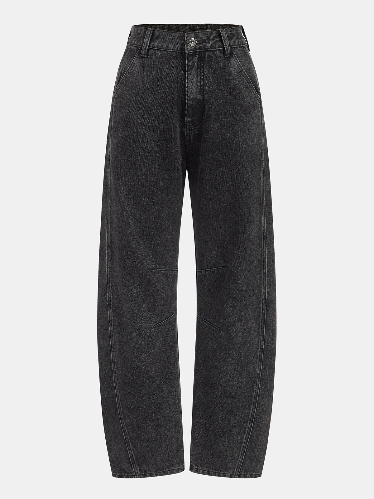 Mid-Waist Denim Curved-Leg Jeans
