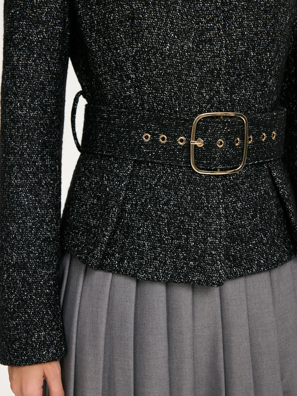 Belted Wool-Blend Blazer