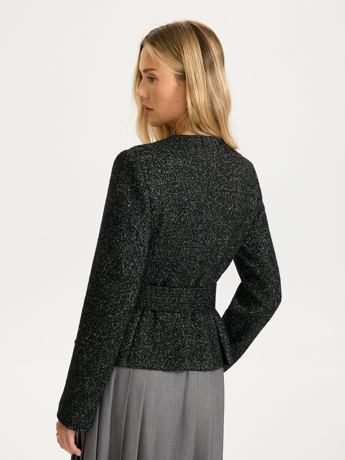 Belted Wool-Blend Blazer