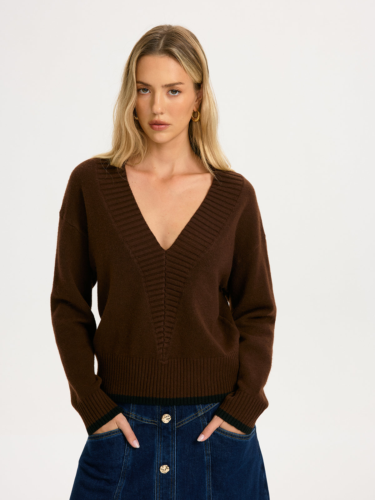 V-Neck Loose Knit Sweater
