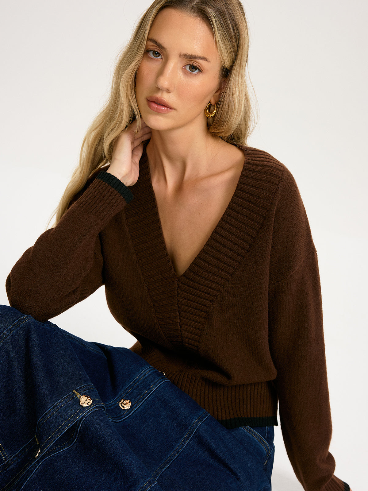 V-Neck Loose Knit Sweater
