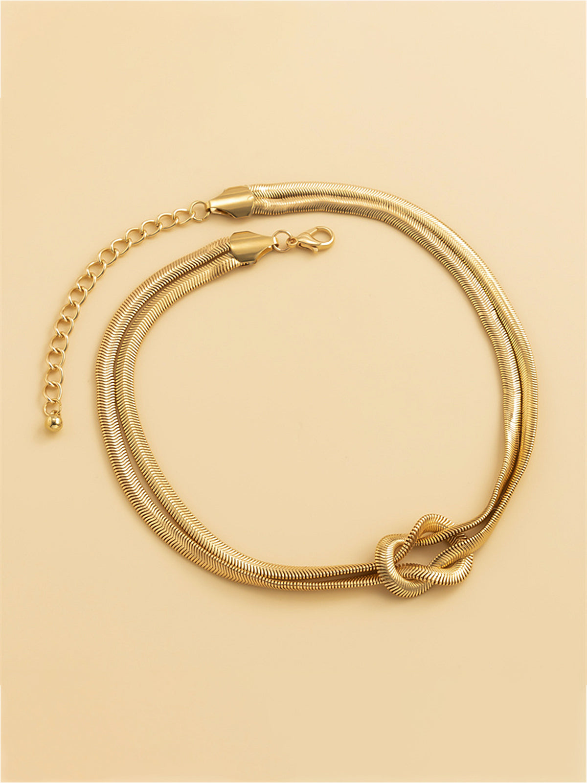 Knot Detail Double-Strand Snake Chain Necklace