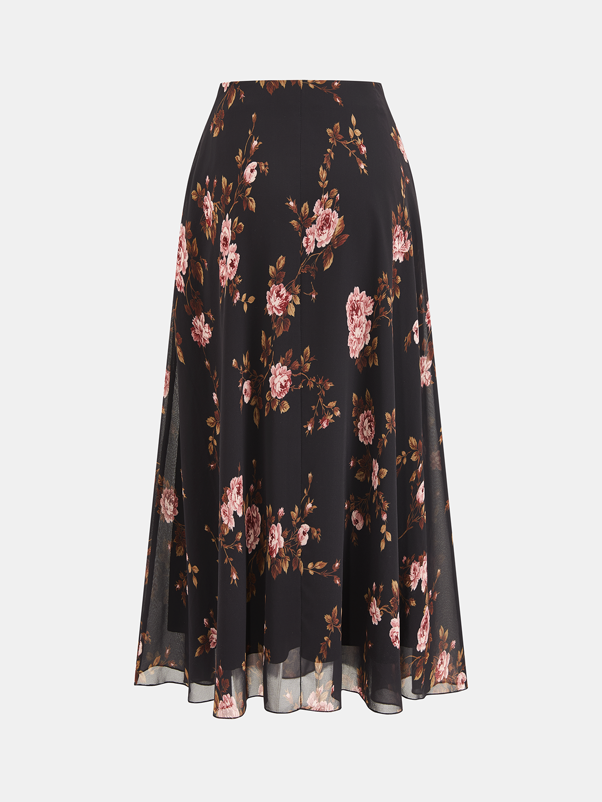 Maxirock aus Chiffon mit Rosenprint