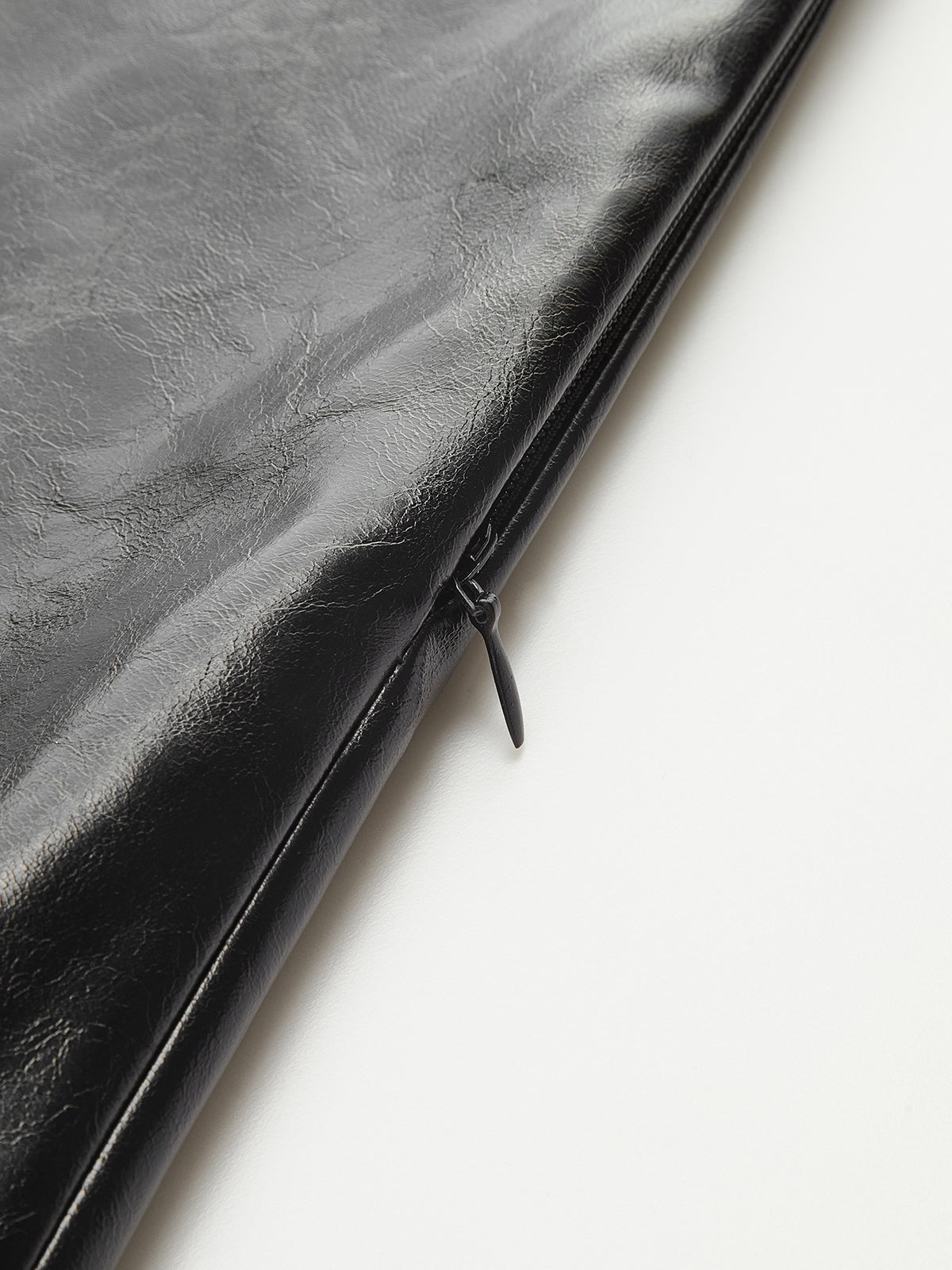Faux Leather Panel Satin Asymmetric Midi Skirt