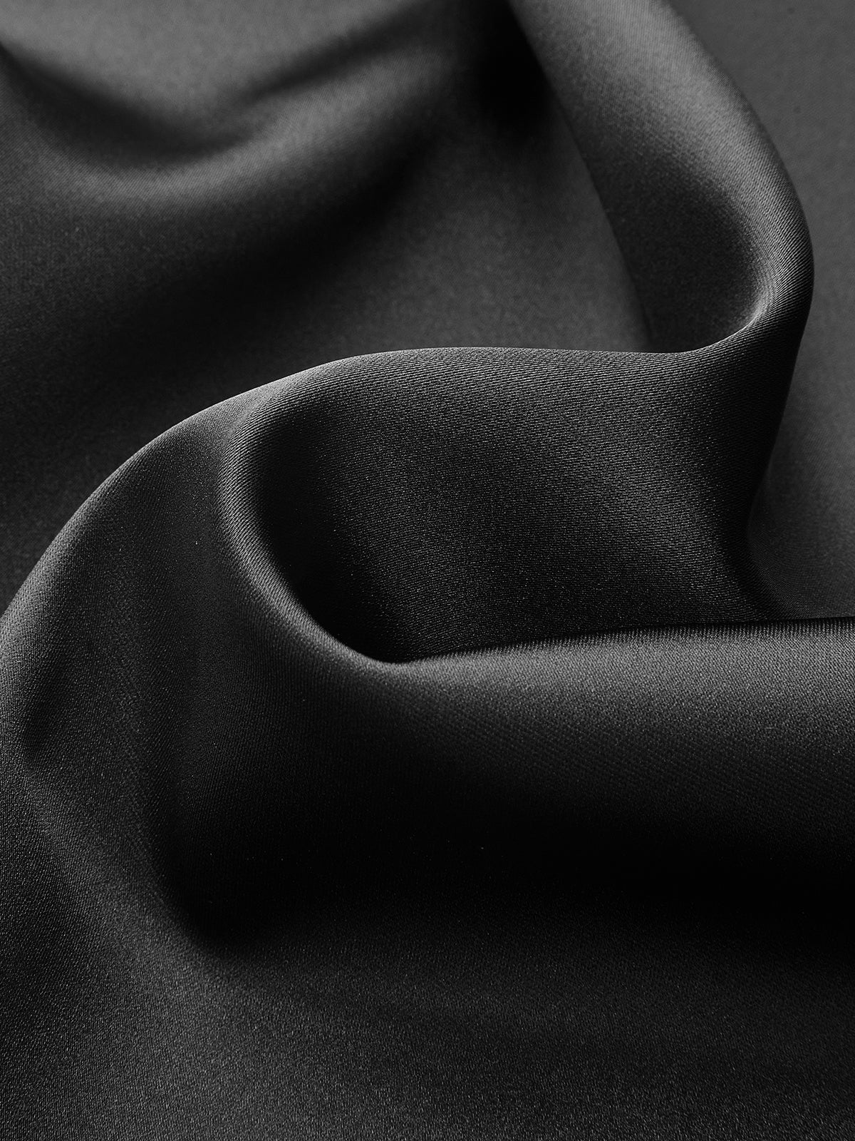 Faux Leather Panel Satin Asymmetric Midi Skirt