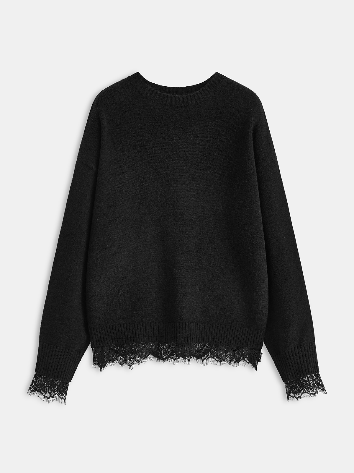 Pull en maille fendu au dos avec garniture en dentelle