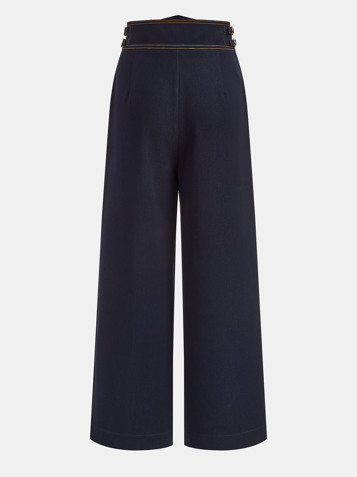 High-Waisted Metal Button Faux Denim Pants