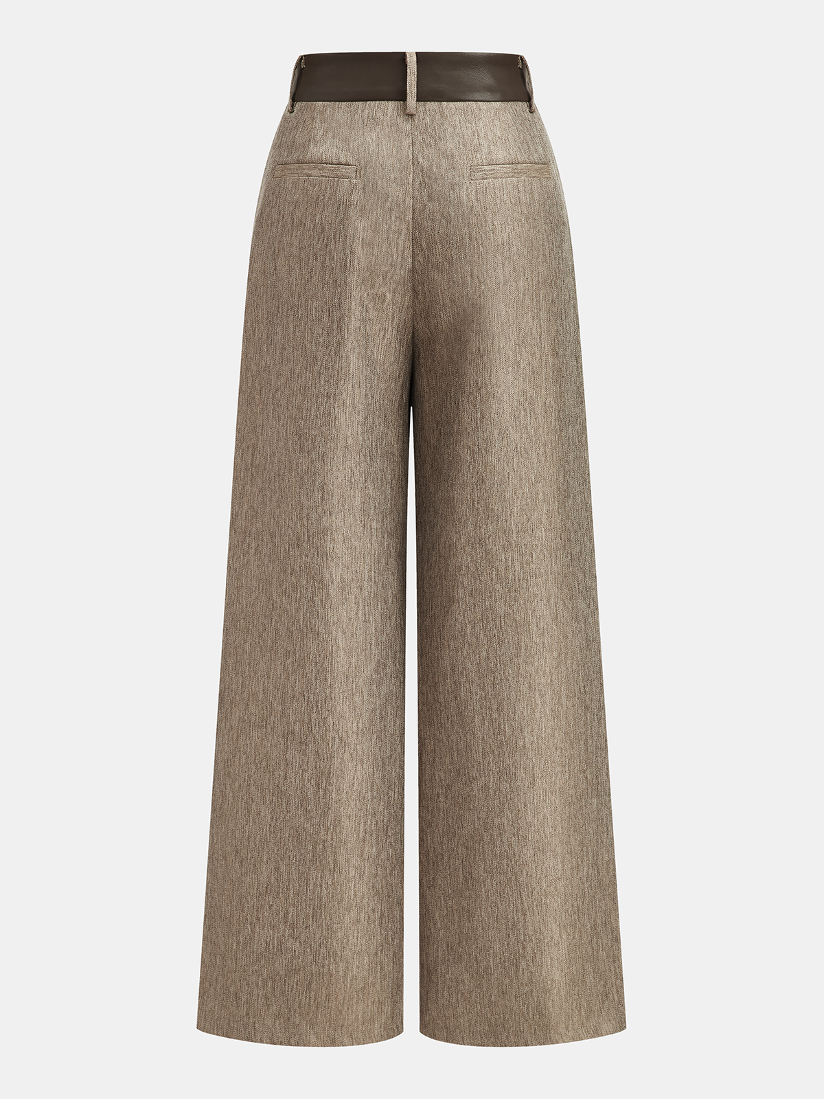 Faux Leather Panel Wide-Leg Pants
