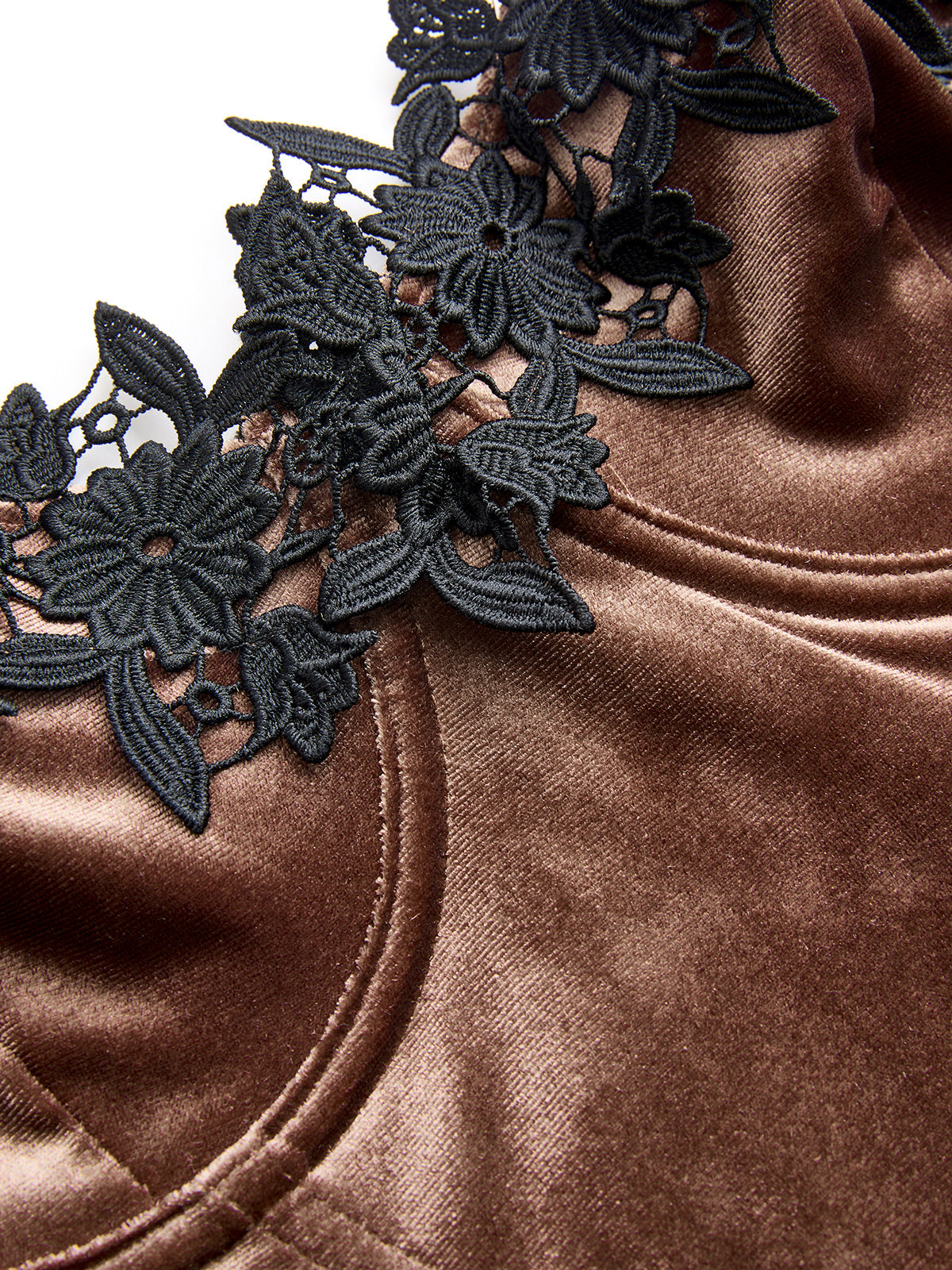 Velvet Floral Lace Ruffle Cami Top