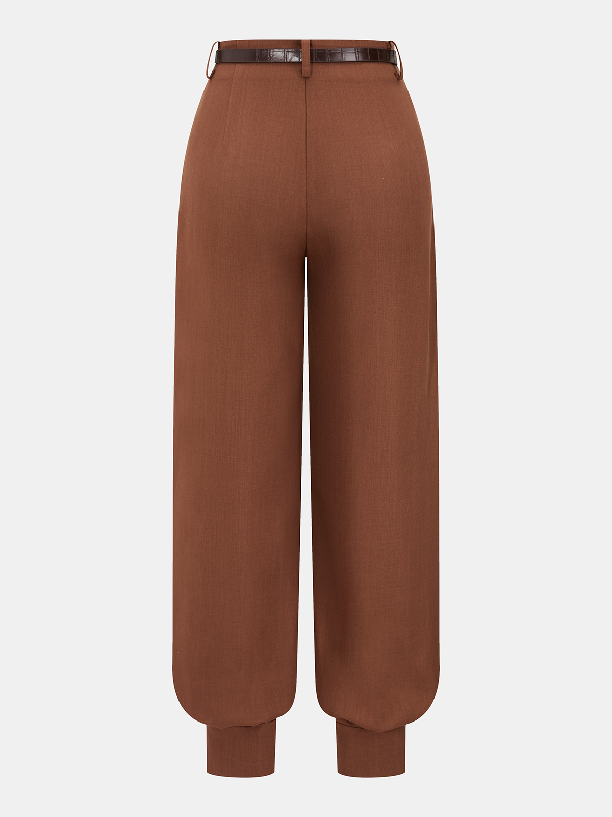 Belted Pleated Balloon-Leg Pants