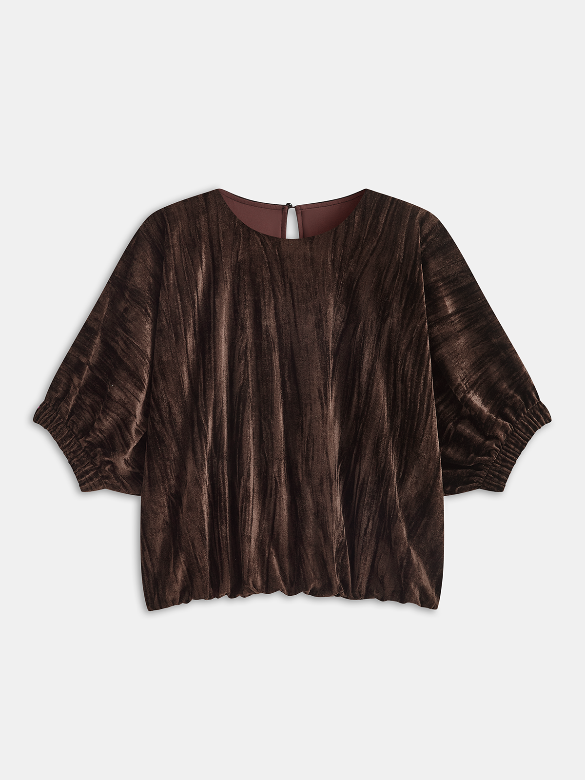 Velvet Batwing-Sleeve Crop Top