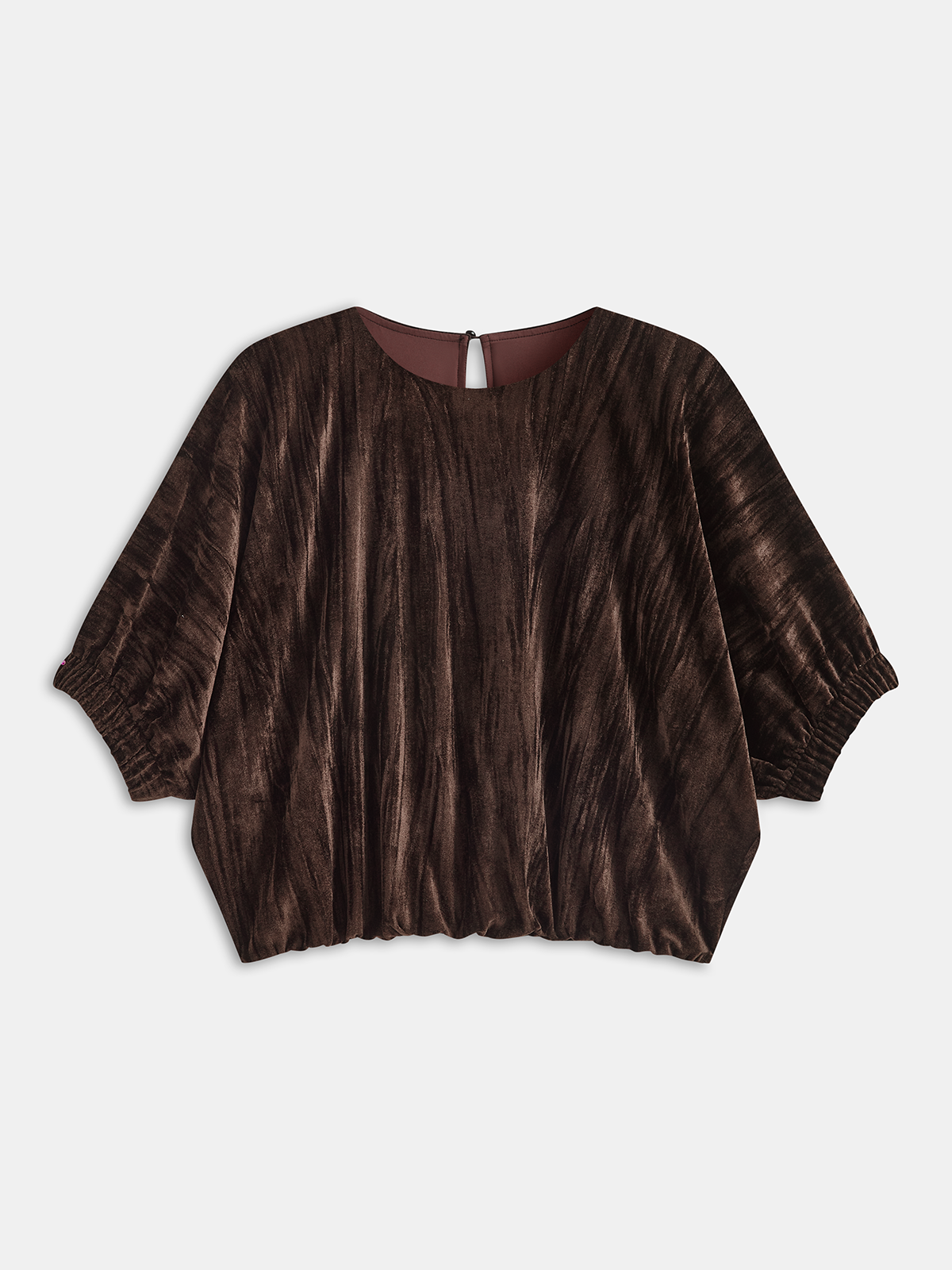 Velvet Batwing-Sleeve Crop Top
