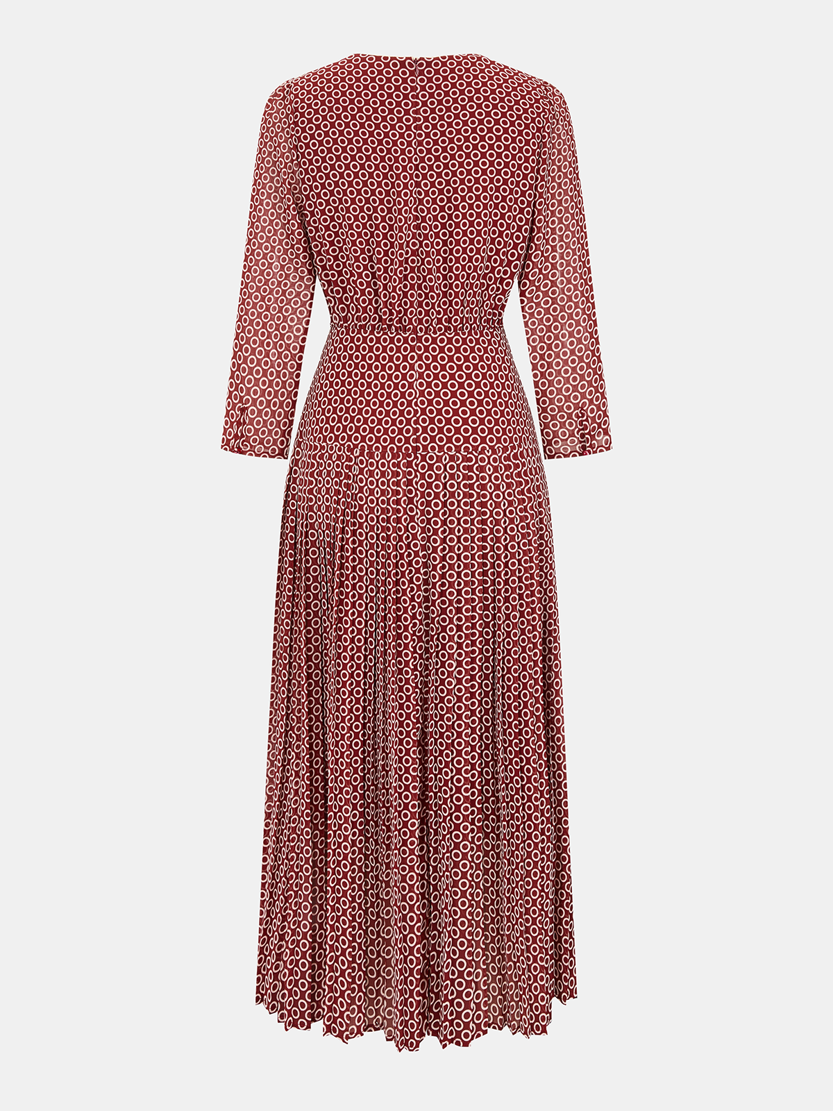 Geometric Print Chiffon Pleated Maxi Dress