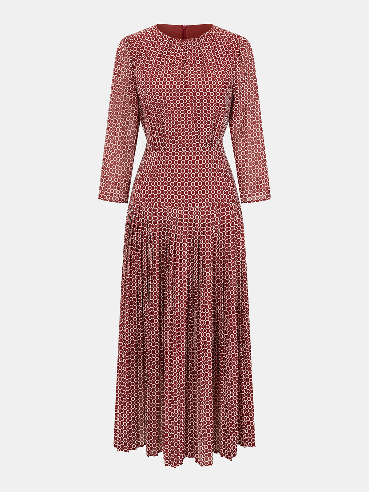 Geometric Print Chiffon Pleated Maxi Dress